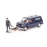 A Corgi BMC Mini Police van (448). An unboxed example of the Austin Mini van in dark blue POLICE