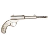 A .177” Dolla pop out air pistol, c 1930s, 10” open, of 2 piece cast iron construction, bright