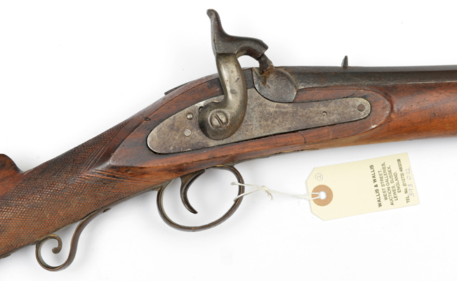An Indian SB 14 bore percussion sporting gun, 53” overall, round barrel 37” with short octagonal - Image 4 of 4
