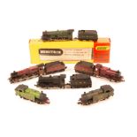 7 N gauge steam locomotives. Minitrix BR class 2 MT 2-6-0 tender locomotive 46400 in BR black,