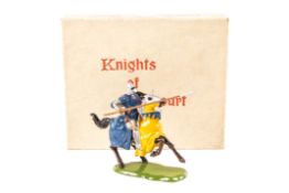 A scarce Britains Knights of Agincourt Series Knight - Knight with Lance (1663). Painted in blue,