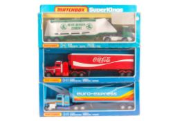 8 Matchbox Superkings articulated trucks. 7 K-31 Peterbilt, liveries include – Christian Salvesen,