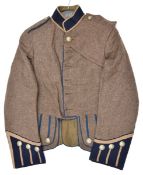 An OR’s full dress Lovat grey doublet of the London Scottish, blue facings, green braid edging all