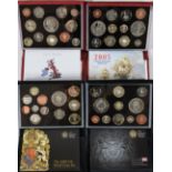 UK De Luxe proof sets (4): 2005, £5, (2) to 1p (12 coins); 2007, £5 to 1p (12 coins); 2008 £5 (2) to