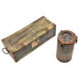 A WWII German metal lined wooden ammunition box, with traces of grey/green paint, the inside of