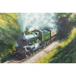 An original railway oil painting by Don Breckon. An oil on canvas entitled ‘Into the Light’