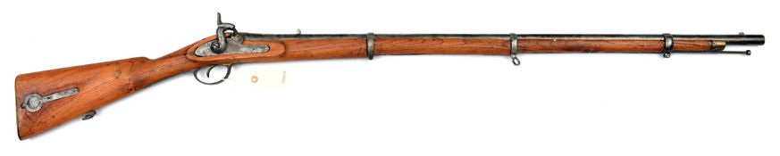 An Indian SB 14 bore percussion sporting gun, 53” overall, round barrel 37” with short octagonal