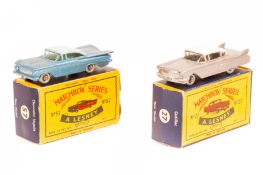 2 Matchbox Series. No.27 Cadillac Sixty Special, an example finished in metallic lilac with pink