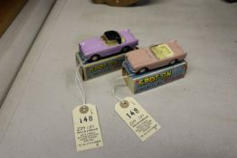 2 Spot-On Sunbeam Alpines. Hard Top (191/1) in purple with black roof and cream interior. Plus a