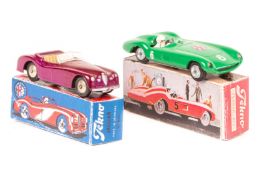 2 early Tekno cars. A Ferrari (813) an example unusually in leaf green with Union flag to front,