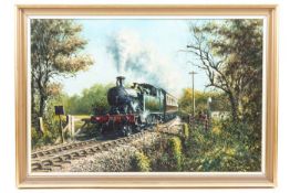 An original railway oil painting by Don Breckon. An oil on canvas entitled ‘Country Crossing’