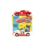 2 Corgi Toys racing cars. A Ferrari Berlinetta 250 Le Mans (314) in red, RN 4, with wire wheels