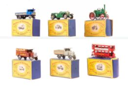 6 early Matchbox Models of Yesteryear. No.1 Allchin 7NHP Traction Engine. No.3 E Class Tramcar, No.4