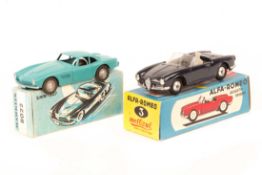 2 Continental die-cast cars. A Metosul Alfa Romeo Giulieta Spider (3) and example in dark blue