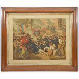 A coloured print “Death of Lord Viscount Nelson, KB”, after original by Benjamin West, 26” x 31”,
