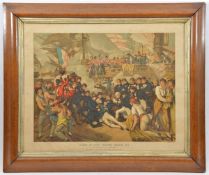 A coloured print “Death of Lord Viscount Nelson, KB”, after original by Benjamin West, 26” x 31”,