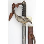 A Geo V 1897 pattern infantry officer’s family sword, very slightly curved, fullered blade 32½”,