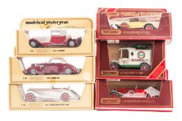 39 Matchbox Yesteryears. Cars, Model T Ford vans, Model A vans, bus, sports cars, Taxi, etc. In wood