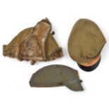A WWII Japanese soldier’s peaked forage type cap, of grey rubberised hessian type material, with
