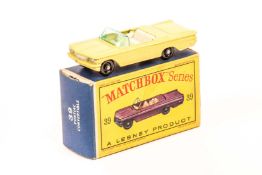 Matchbox Series Pontiac Convertible No.39. An example in lemon yellow with white interior, black
