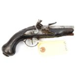 A French 48 bore flintlock sidelock pocket pistol, c 1770, 7" overall, round tapered barrel 3",