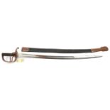 An Indian made 1853 type cavalry trooper’s sword, slightly curved, fullered blade 32½”, marked