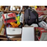 2 BOXES INCLUDING WASHING LINES, NYLON ROPE, PAINT PAD SETS ETC.