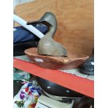 TWO WOOD ITEMS - DUCK AND A BOWL
