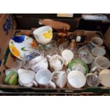 BOX OF POTTERY AND GLASSWARE