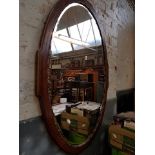 LARGE OVAL WOOD FRAMED MIRROR