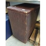 WICKER BASKET OF MISC.- TABLE LAMPS, CROOKLOCK ETC