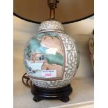 CHINESE STYLE POTTERY TABLE LAMP. H50CM E5