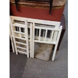 A WHITE PAINTED VINTAGE COT AND MATTRESS