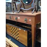 MAHOGANY INLAID SIDE TABLE WITH TWO DRAWERS. W115CM