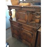 CARVED OAK BUFFET SIDEBOARD 1930S. W122CM