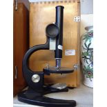 RUSSIAN MICROSCOPE WITH WOODEN CASE 30CM K5