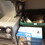 CRATE OF TOOLS, MUSIC SYSTEMS, RINTER T