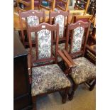 A SET OF 4 DINING CHAIRS WITH UPHOLSTERED BACKS