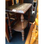 CARVED TOP OAK TABLE. W35CM