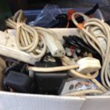 BOX OF ELECTRICAL LEADS & BOXES