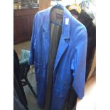 BLUE LEATHER COAT