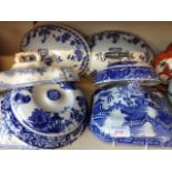 BLUE AND WHITE POTTERY TUREN LIDS E4