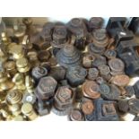 LARGE SELECTION OF BRASS AND IRON WEIGHTS H1