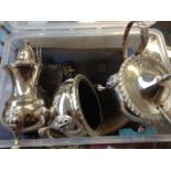 BOC WITH PLATED CRUET SET ETC. C