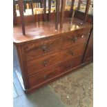 VICTORIAN MAHOGANY CHEST OF DRAWERS. W107CM