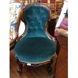 VICTORIAN MAHOGANY SPOON BACK SALON CHAIR