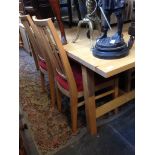 LIGHT WOOD DINING TABLE AND FOUR CHAIRS