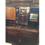 LATE VICTORIAN WALNUT MIRROR BACK SIDEBOARD. W137CM