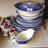 BLUE AND WHITE POTTERY AND SOME POSIES H3