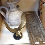 BRASS PLATE, EAGLE ON STAND, POTTERY VASE M1